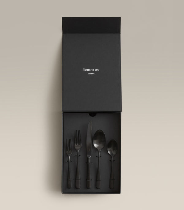 flatware set in polished black